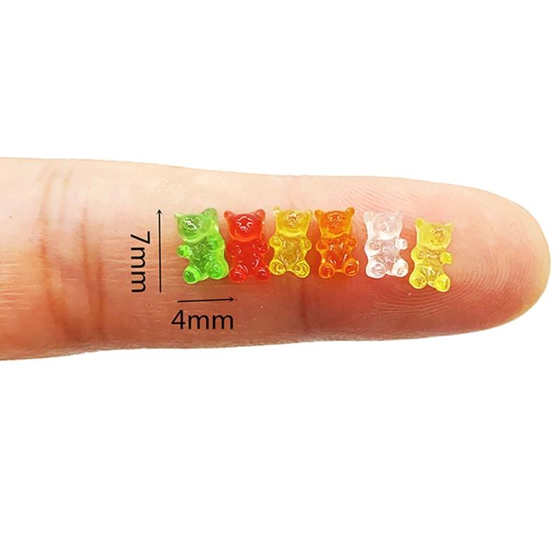 Mini ours coloré en résine, 20 pièces, artisanat de bricolage, décoration de bonbons pour maison de 