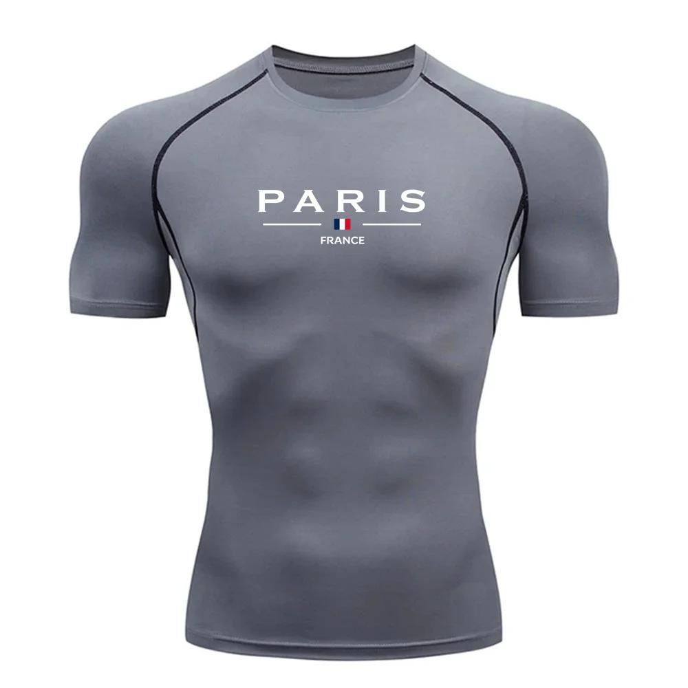 Vêtements de sport pour hommes, t-shirt de sport à manches courtes respirant et hautement élastique 