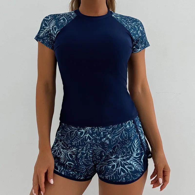 Tankini femme manches courtes 2025 - Ensemble maillot de bain surf sport piscine avec short confortable