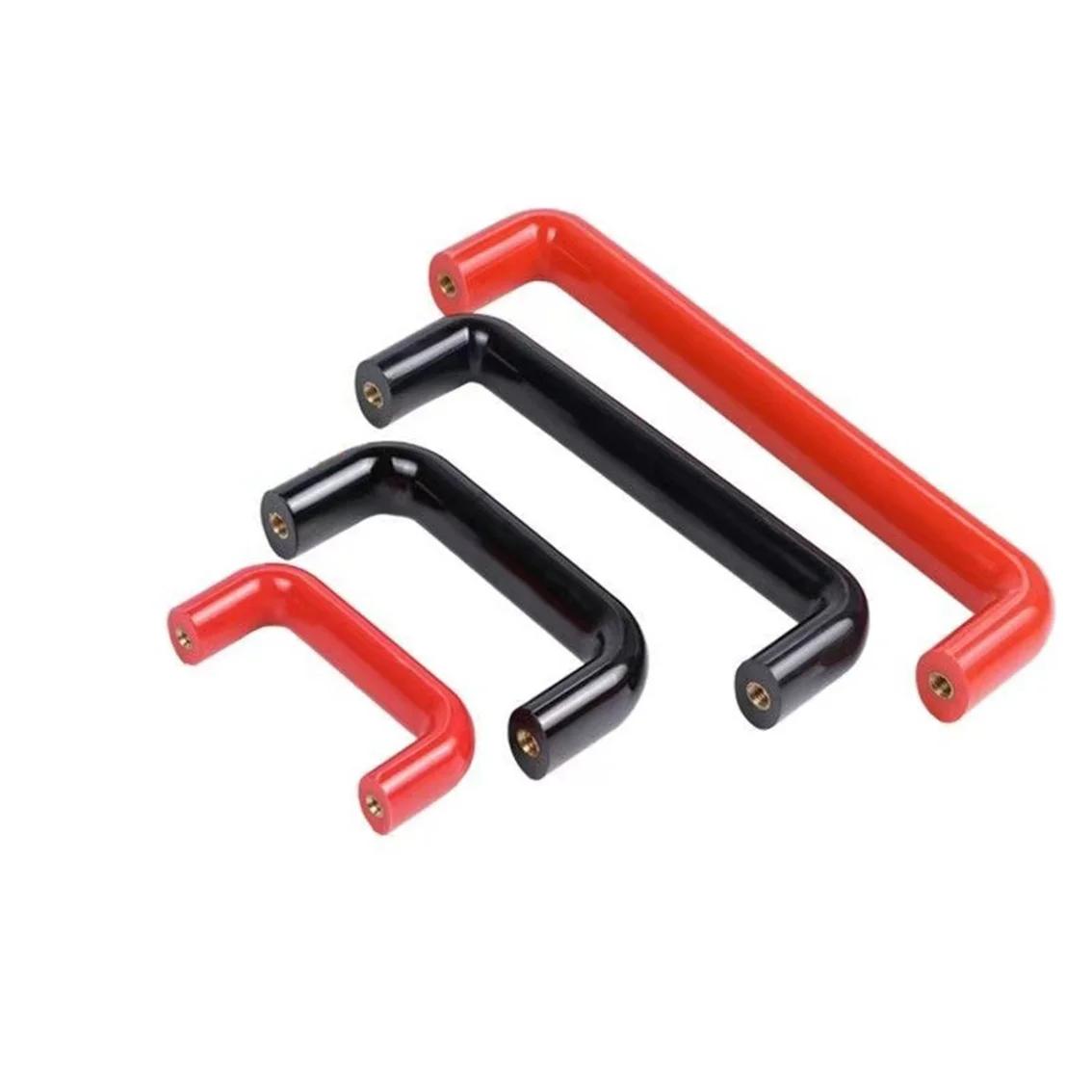 Poignées elliptiques en caoutchouc et bois, rouge/noir, pour porte d'armoire, boutons de tiroir, amé