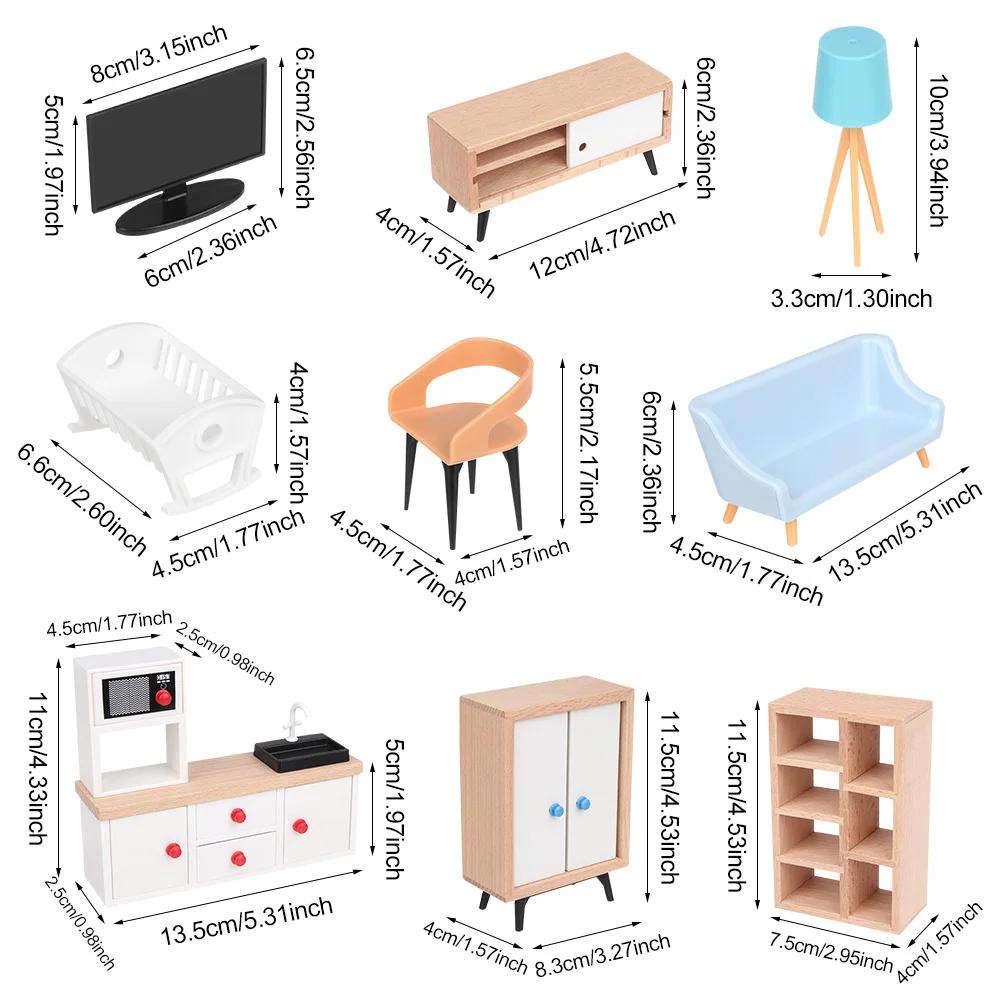 Meubles miniatures de maison de jeu, échelle 1:12, canapé-lit, armoire TV, micro scène, modèle de co