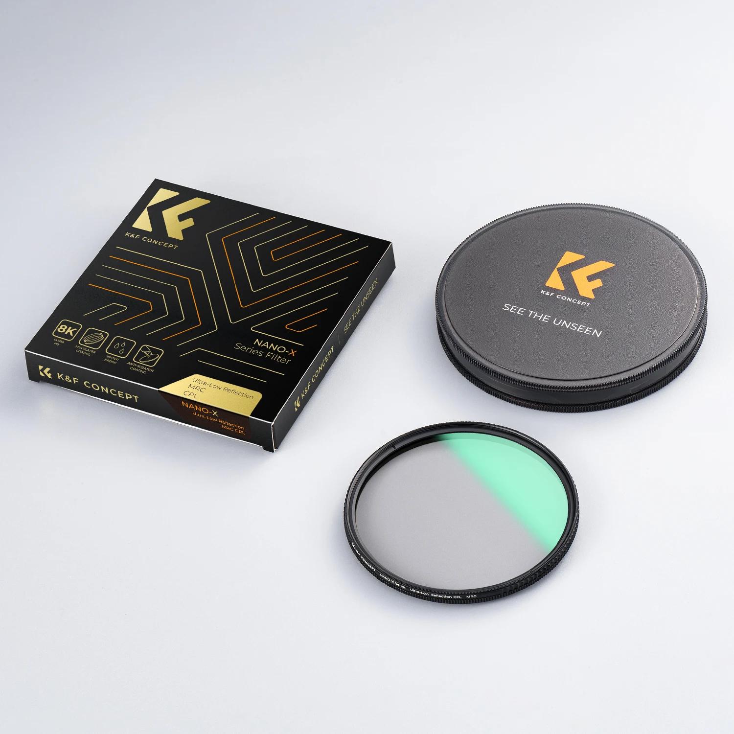 K & F Concept 77mm Filtre CPL 67mm 82mm NANO-X de réflexion ultra-faible 37mm 40.5mm 43mm 46mm 49mm 