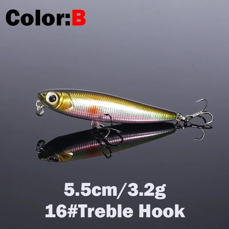 1 pièces 5.5 cm 3.2g crayon flottant leurre de pêche haut d'eau chiens leurres durs appâts Wobbler a