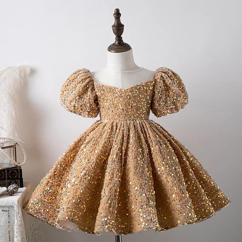 Robe de premier anniversaire pour bébé fille, robe de princesse à manches bouffantes pour filles (âg