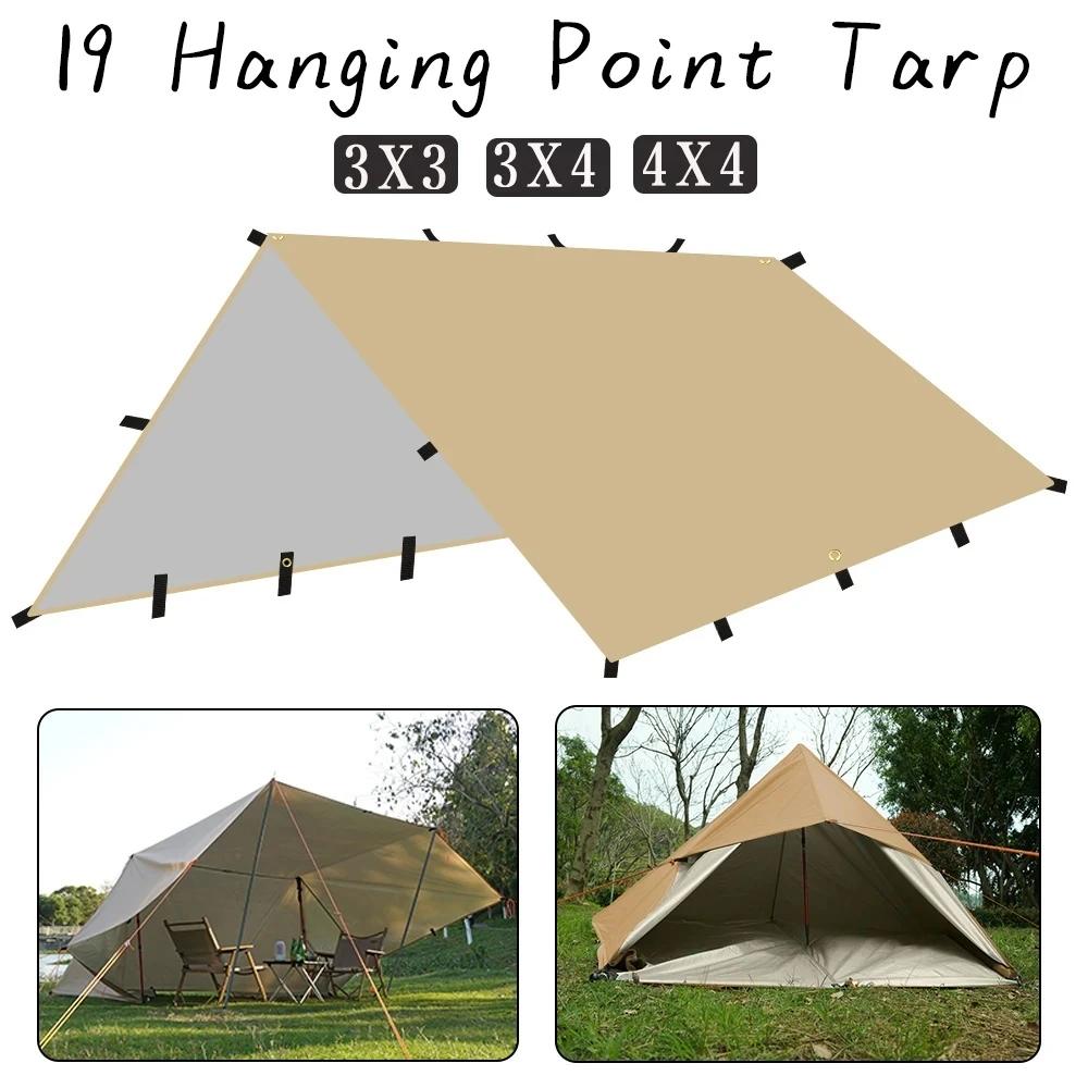 Tente de survie imperméable 4x4m avec 19 points de suspension pour camping et activités outdoor