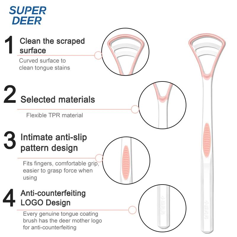 Super Deer Grattoir à Langue en Silicone 1 Pièce Couleur Macaron Brosse Nettoyante Outils de Nettoya