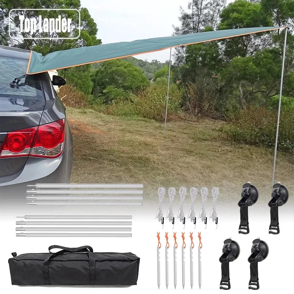 Auvent latéral voiture 3x3m étanche - Abri soleil camping avec perche et ventouses