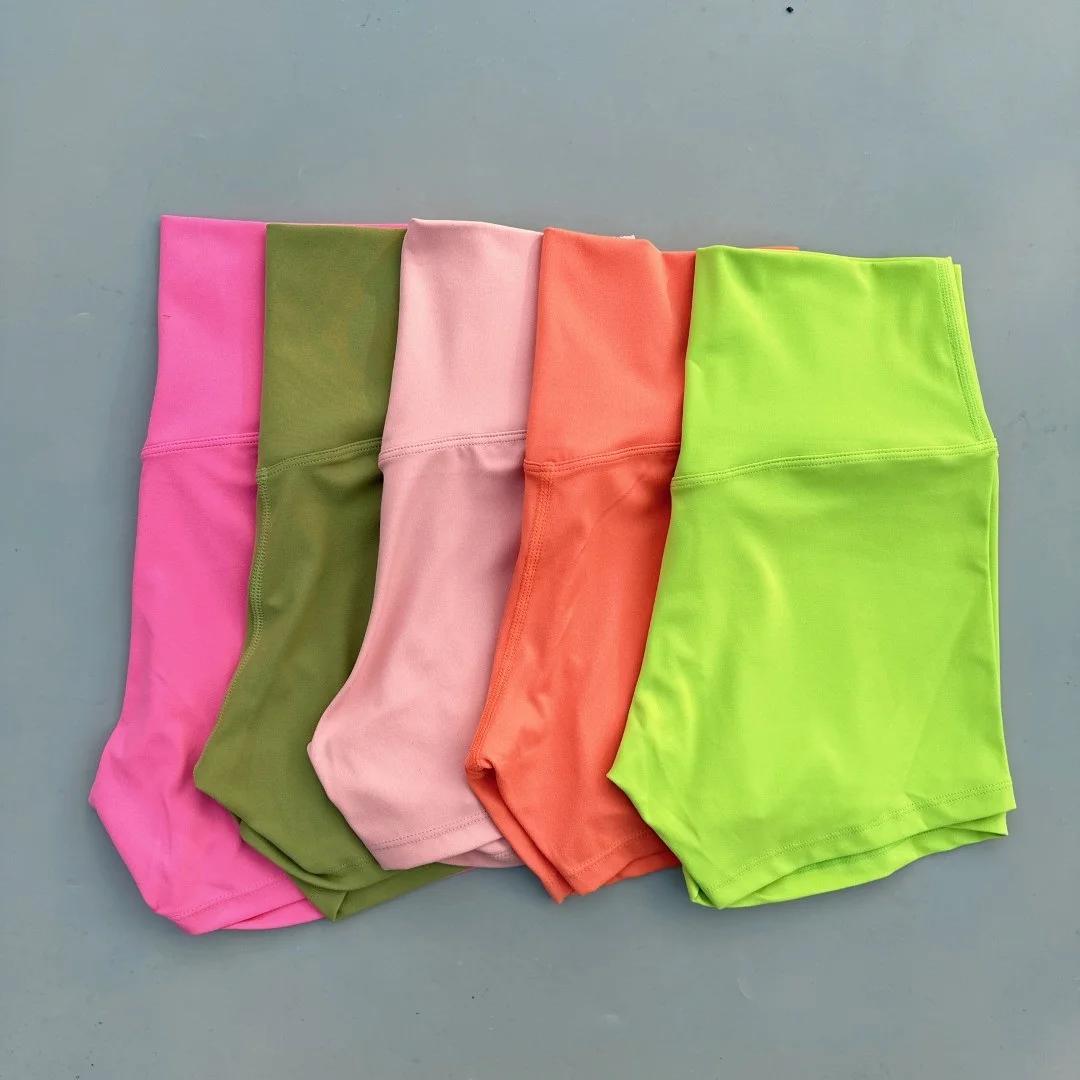 Couleur unie serré doux femmes Fitness Sport court taille haute Yoga court Legging Squatting preuve 