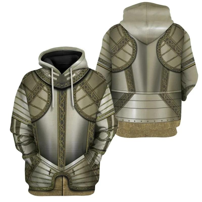 Sweat à capuche chevalier templier médiéval pour hommes, sweats à capuche graphiques, costume de cos