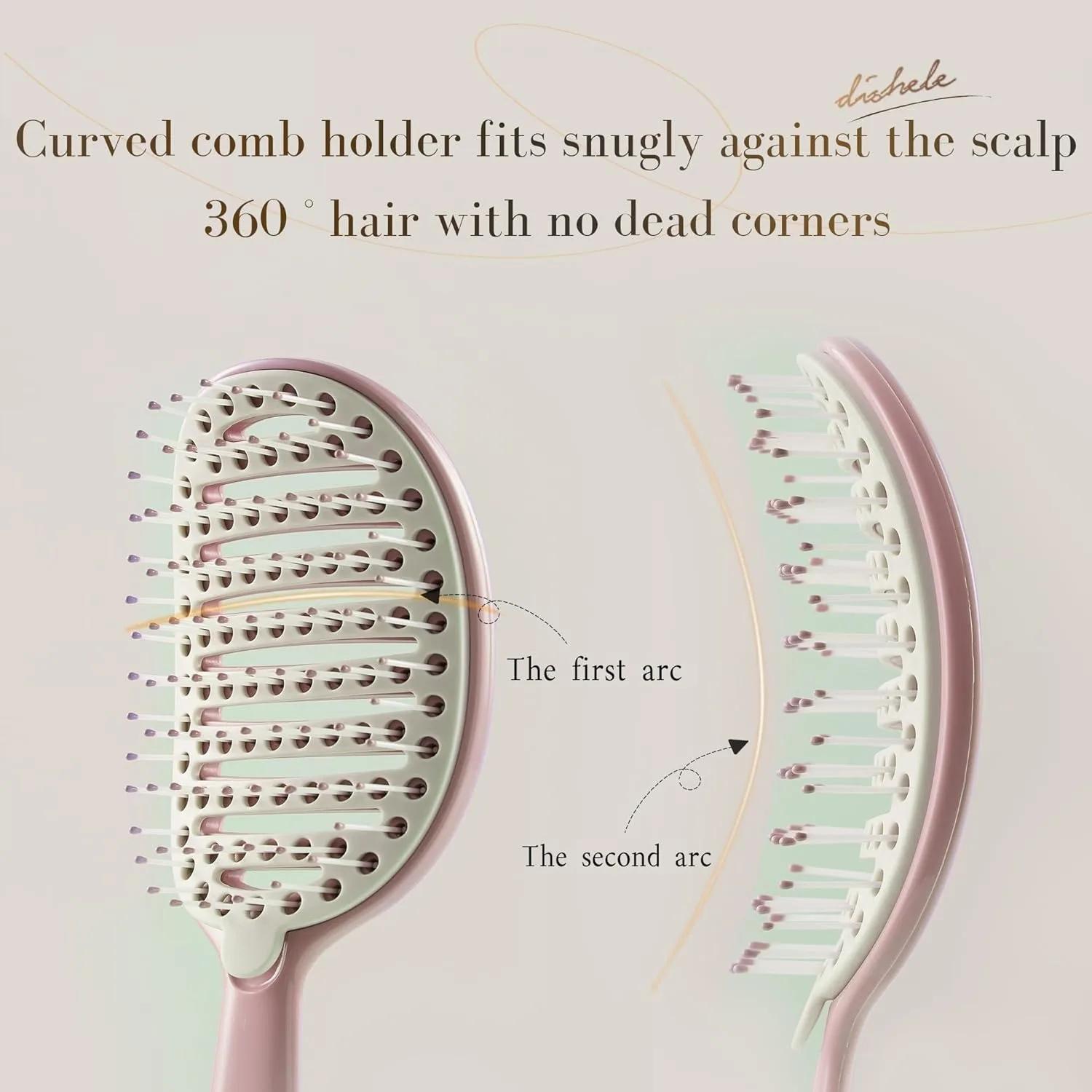 Brosse à cheveux volumisante avec livres intégrés, coiffure, massage, point d'acupuncture, peigne à 