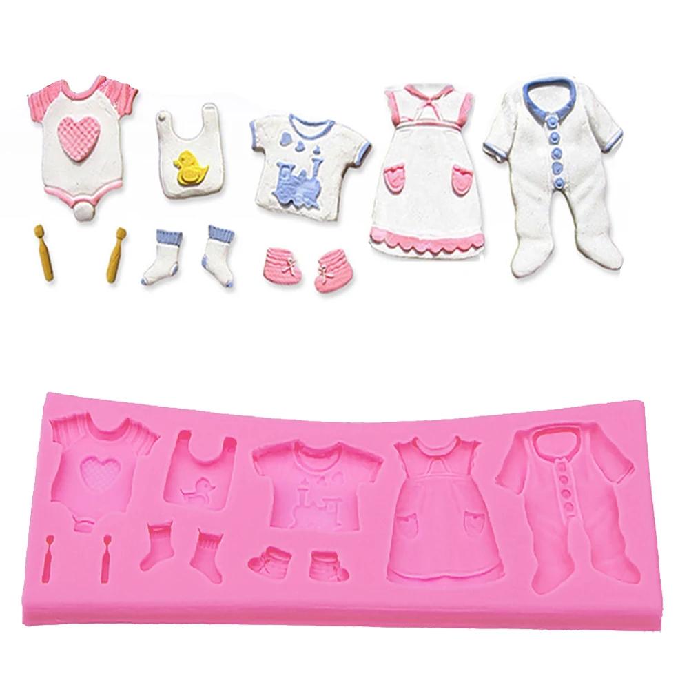 Pop 3D bébé vêtements douche bricolage Silicone moule Fondant cuisine gâteau décoration moule pour c