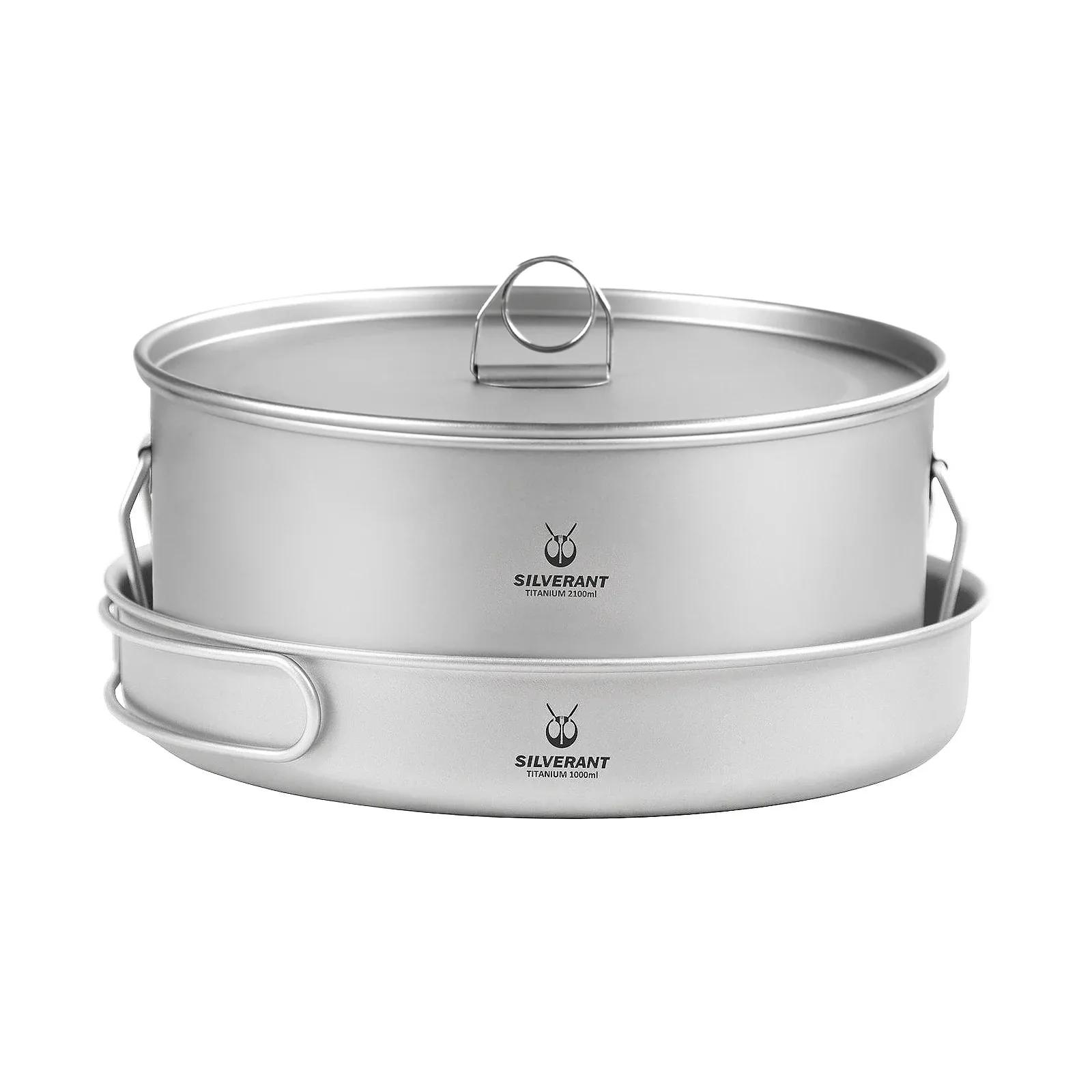 Ensemble de casseroles et poêles à frire en titane, grande batterie de cuisine de camping en plein a