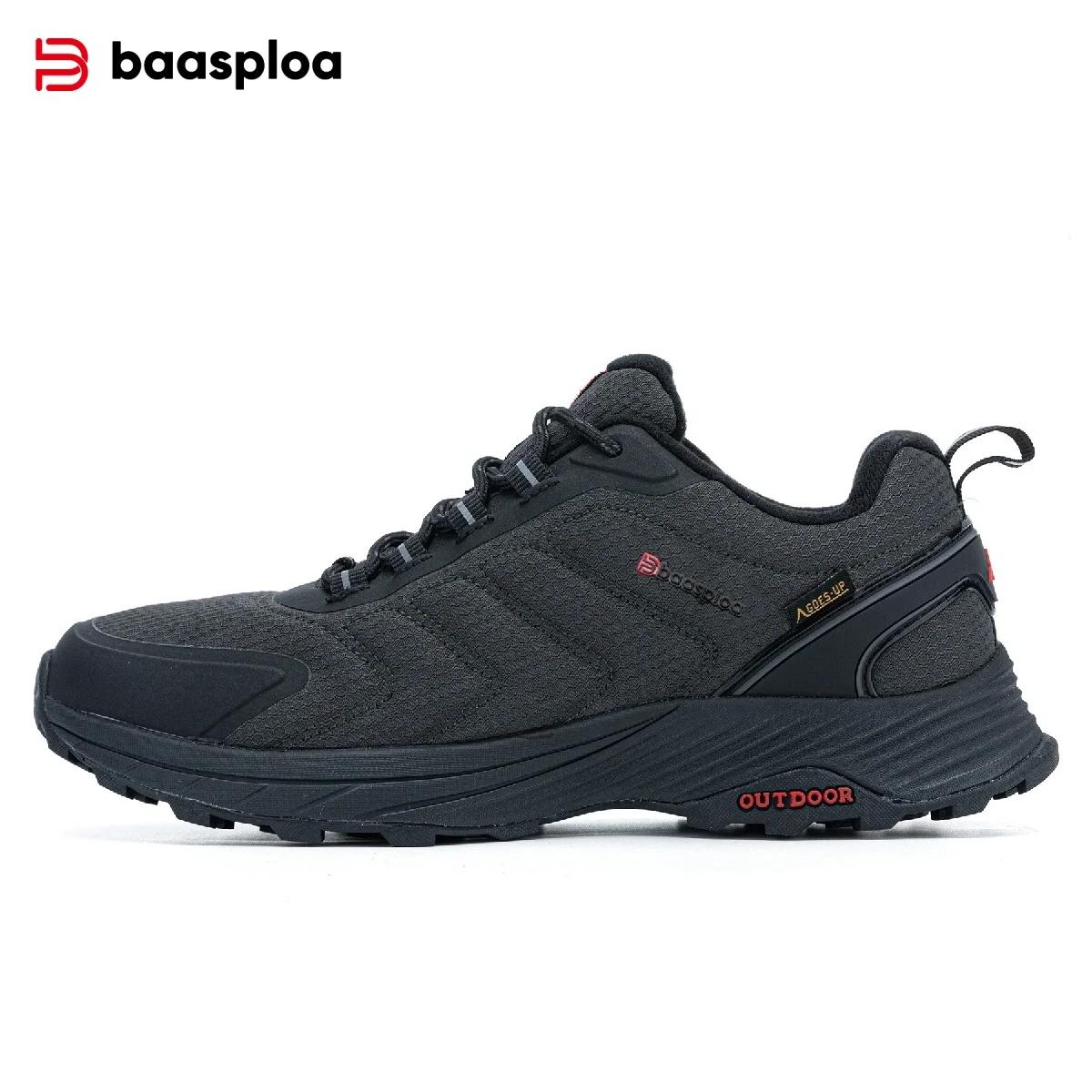Baasploa chaussures de randonnée hommes escalade en plein air à lacets baskets mâle anti éclaboussur