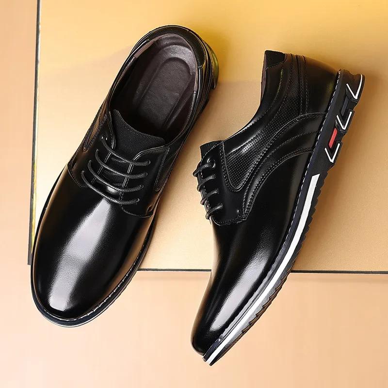 Chaussures à bande élastique pour hommes, chaussures décontractées de marque, en cuir, souples et pl