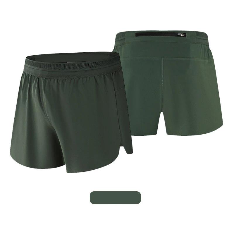 Short en soie glacée pour hommes, Double pont, séchage rapide, couleur unie, course à pied, Fitness,