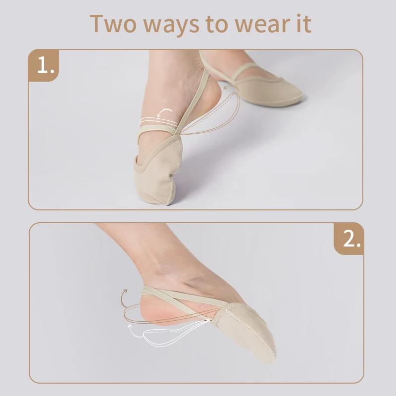 Chaussures gymnastique artistique femme demi-pied daim semelle plate ballet abrasion