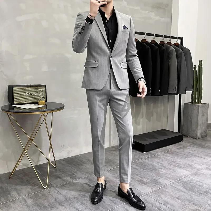 Costume de mariage deux pièces de haute qualité pour hommes, Costume de Banquet décontracté d'affair