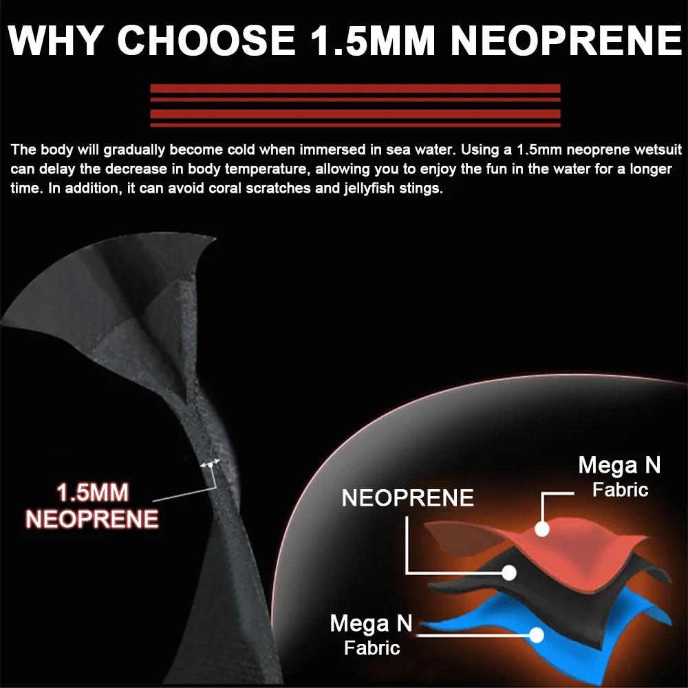 Combinaison de plongée en néoprène pour hommes, 1.5mm, une pièce complète pour adultes, fermeture éc