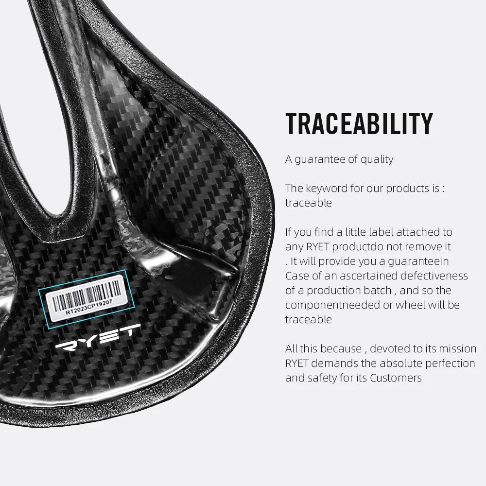 RYET-Selle de vélo entièrement en carbone, siège super léger, coussin de siège souple en PU, pièces 