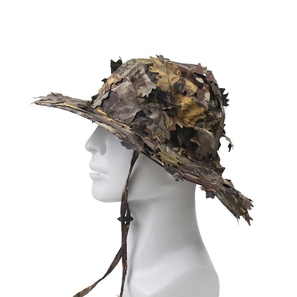 Chapeaux Boonie de Camouflage pour hommes, casquette tactique de Camouflage feuilles 3D, casquettes