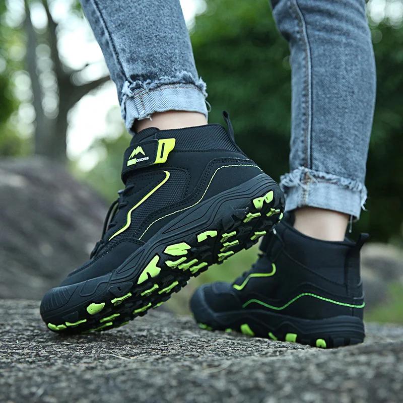 Chaussures de randonnée montantes pour enfants, baskets de Trekking imperméables, bottes d'escalade 