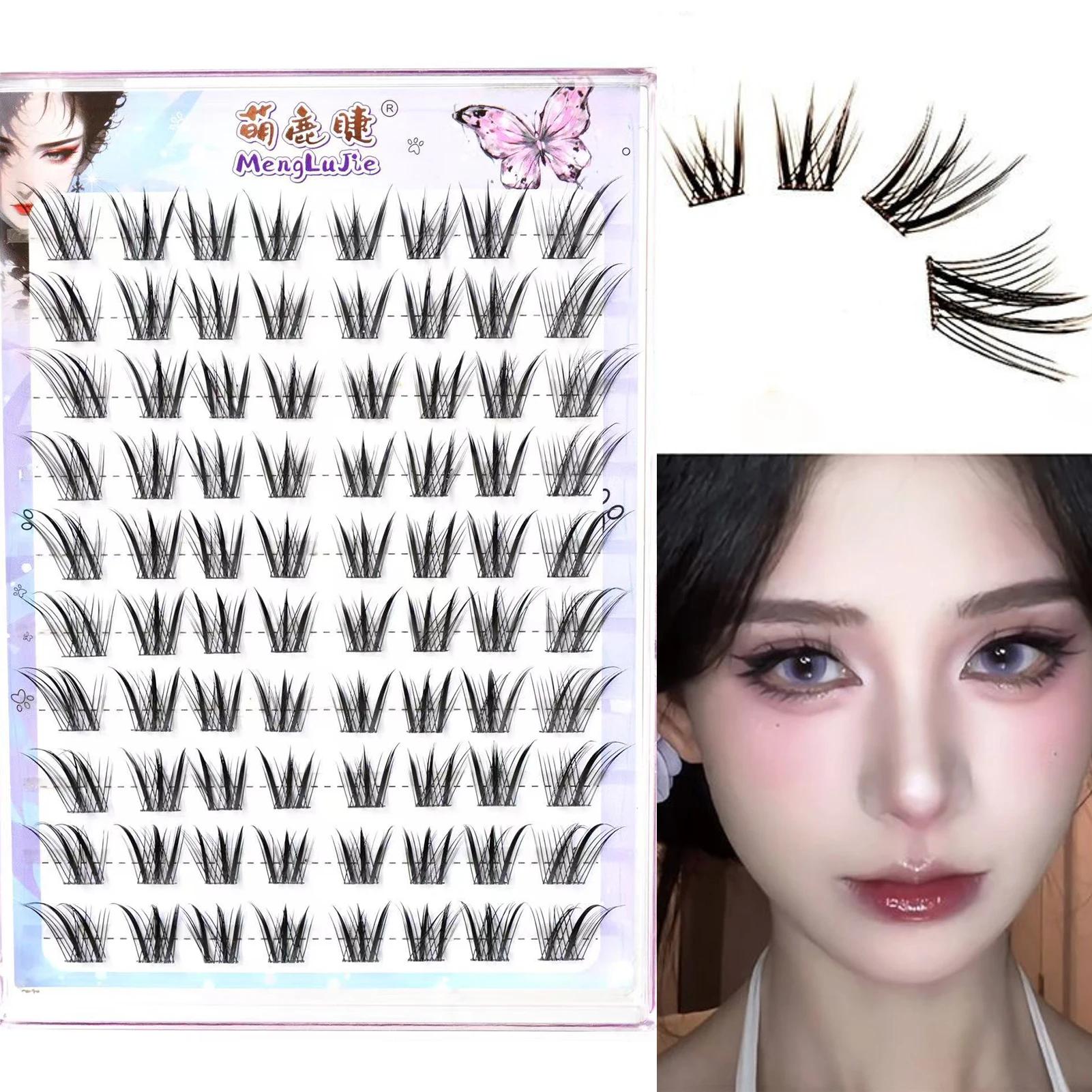 Nouveau Style chinois faux cils renards Style Dense simple grappe segmenté naturel vaporeux cils agr