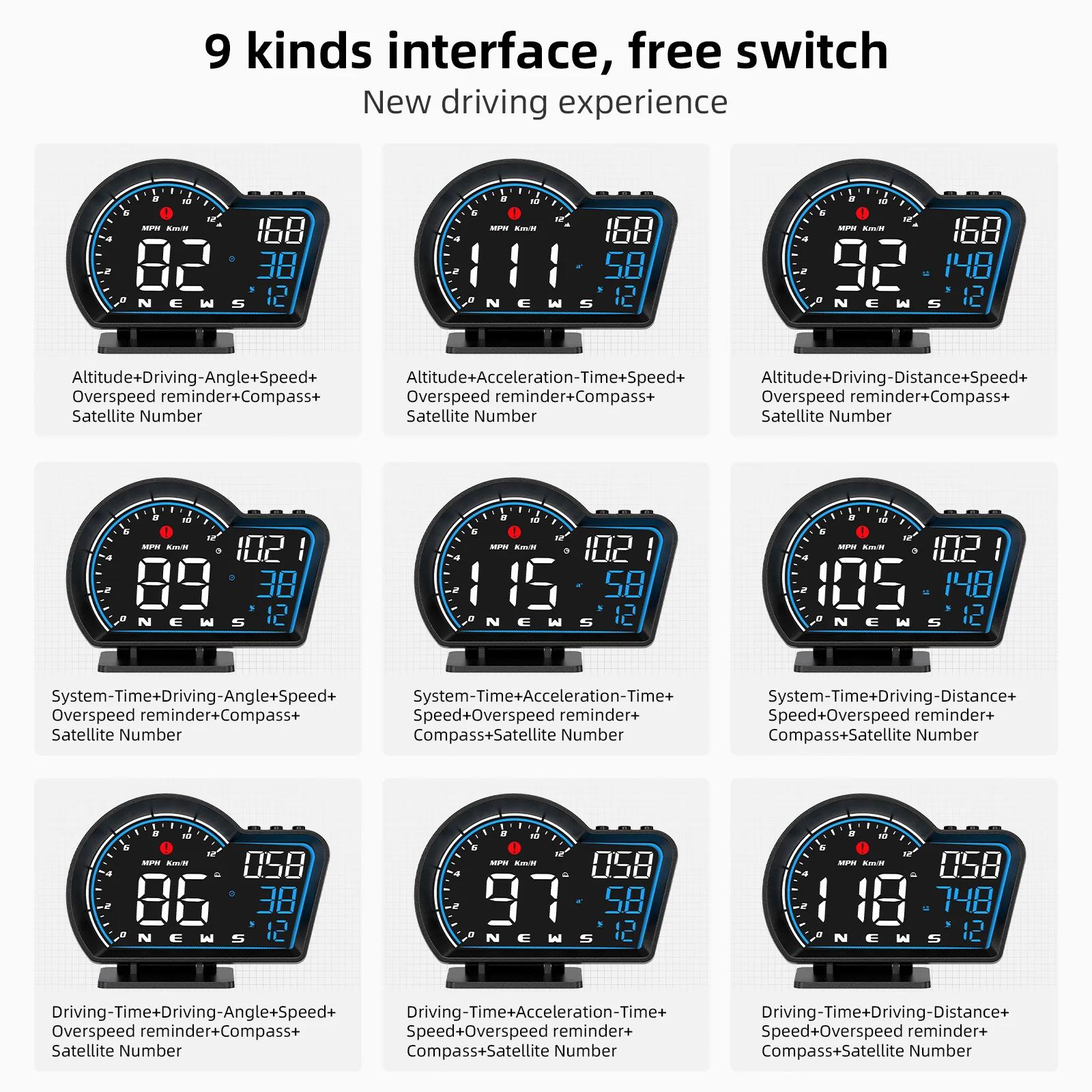 Compteur de vitesse GPS universel à affichage tête haute, toutes les voitures, Klaissée, MPH, rappel