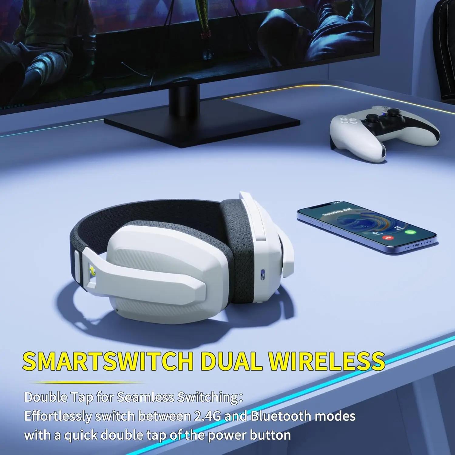 BINNUNE BW06 casque de jeu sans fil 2.4GHz avec micro pour PS5 PS4 PC Mac Playstation casque de jeu 