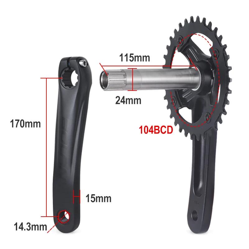 Pédalier intégré BOLANY VTT alliage aluminium BB68 170mm plateau unique 32T-36T 104BCD vélo