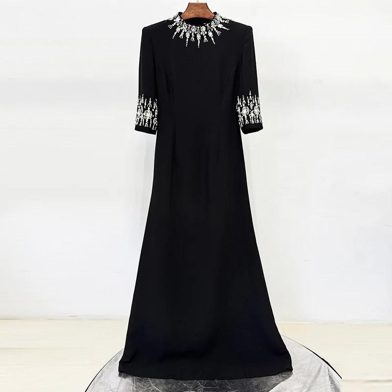 HIGH STREET Nouvelle Collection 2026 Robe Longue de Soirée Designer pour Femme, Ornée de Perles et d