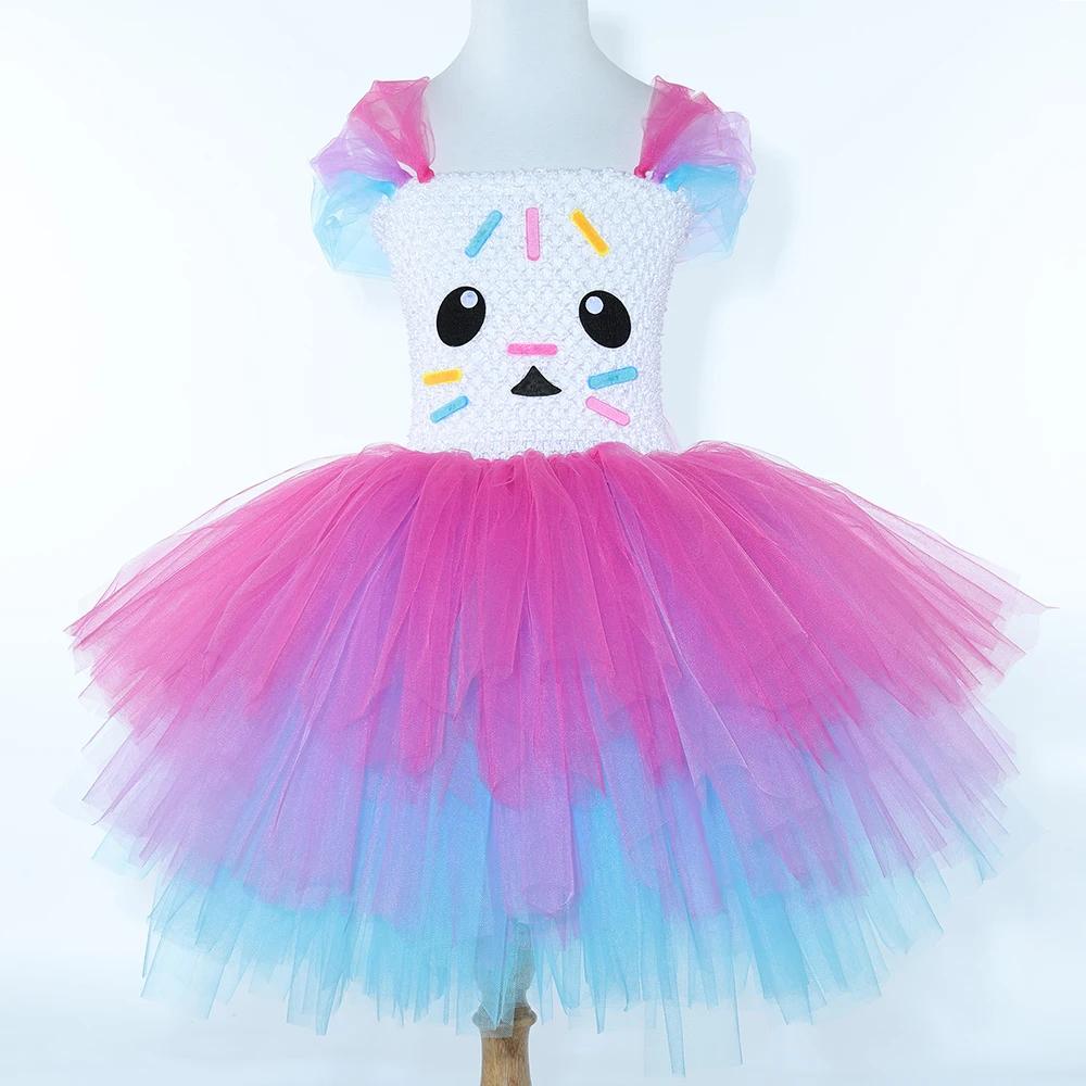 Gabby Costume de maison de poupée pour filles dessin animé gâteau chat Tutu robe de princesse 3 couc