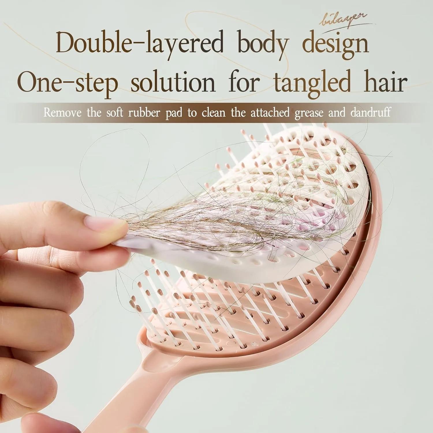 Brosse à cheveux volumisante avec livres intégrés, coiffure, massage, point d'acupuncture, peigne à 