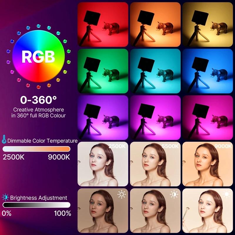 Ulanzi LT002 RGB LED panneau lumineux vidéo 7 pouces lumière de remplissage de poche réglable 2500-9