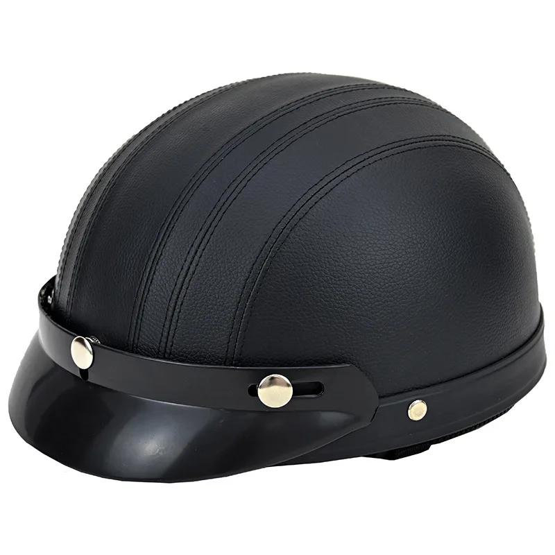 Casque de moto semi-ouvert rétro casque de moto et visière lunettes UV moto cross-country moto demi-