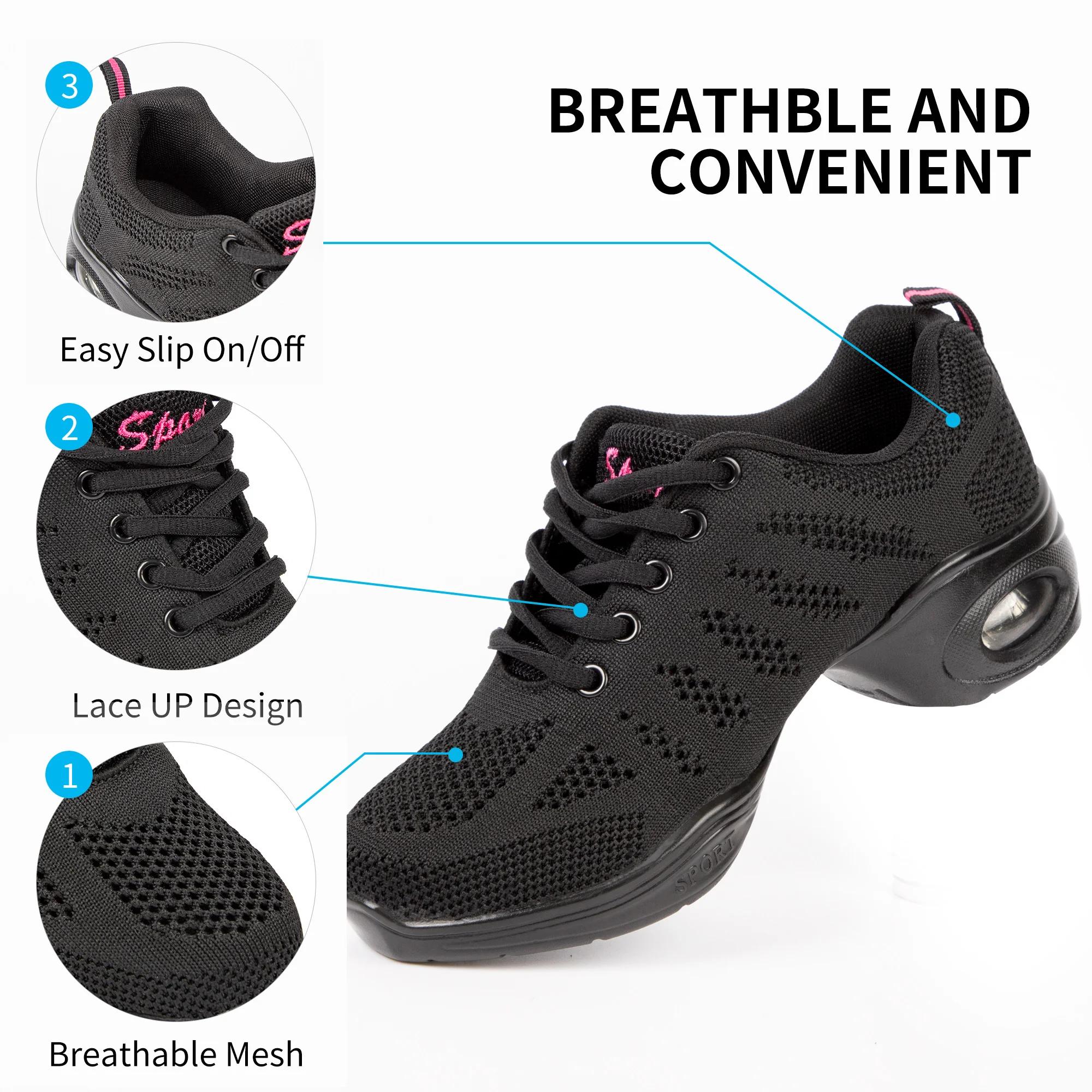 Baskets de danse respirantes femmes semelle fendue coussin d'air chaussures Jazz marche