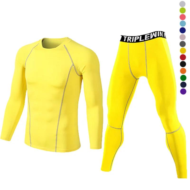 Dean M-Survêtement de sport à manches longues pour homme, ensemble t-shirt et leggings de fitness, y