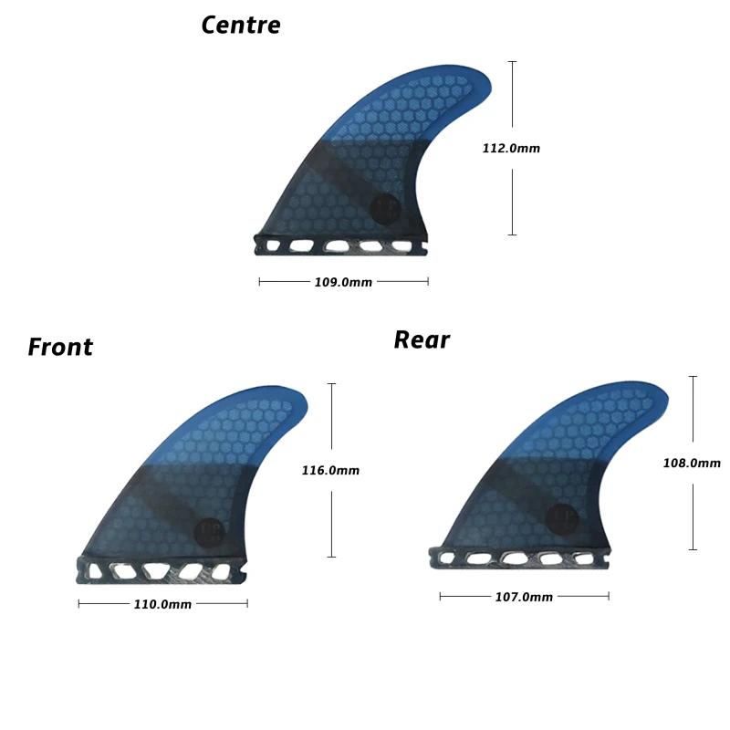 Ailerons de planche de surf UK2.1 Quad FINS UPSURF FUTURE, aileron latéral en carbone, design nid d'