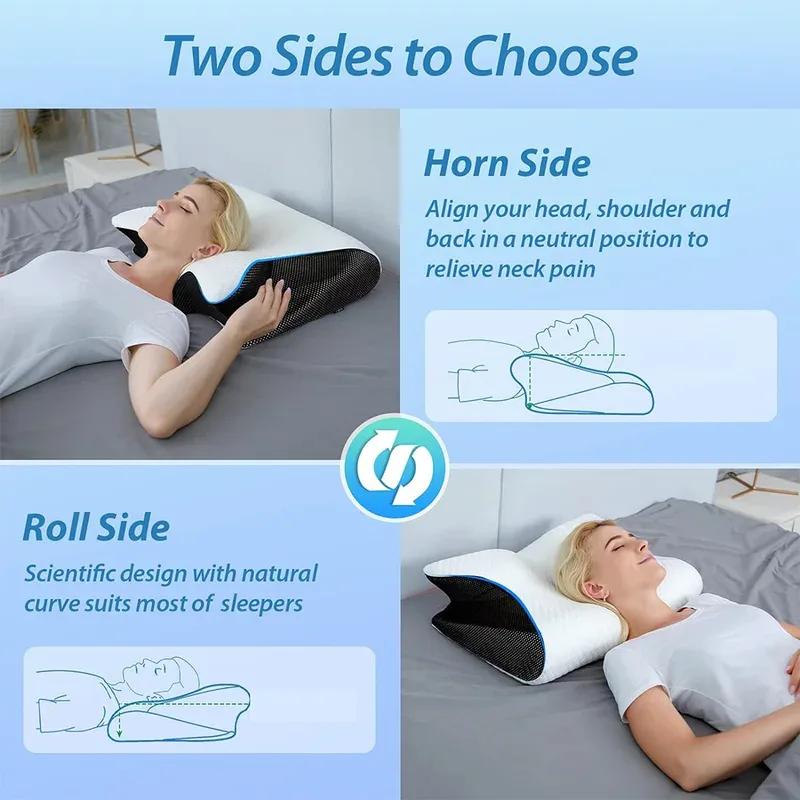 Oreiller cervical à mémoire de forme papillon, oreiller de sommeil confortable en mousse à mémoire d