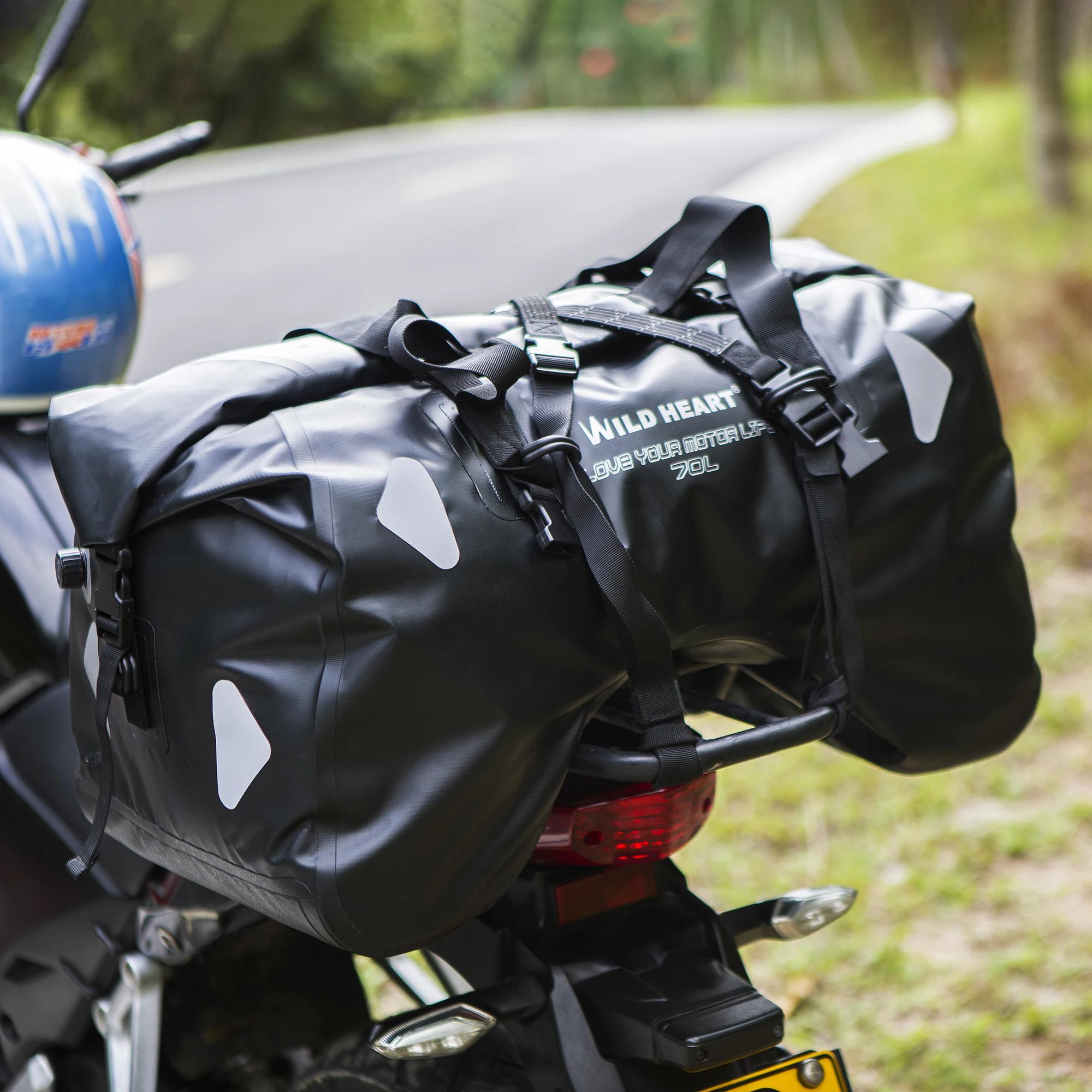Sac de Selle Moto Étanche 70L pour Voyage et Extérieur, Sac de Rangement Sec, Sac à Dos Moto, Sac de