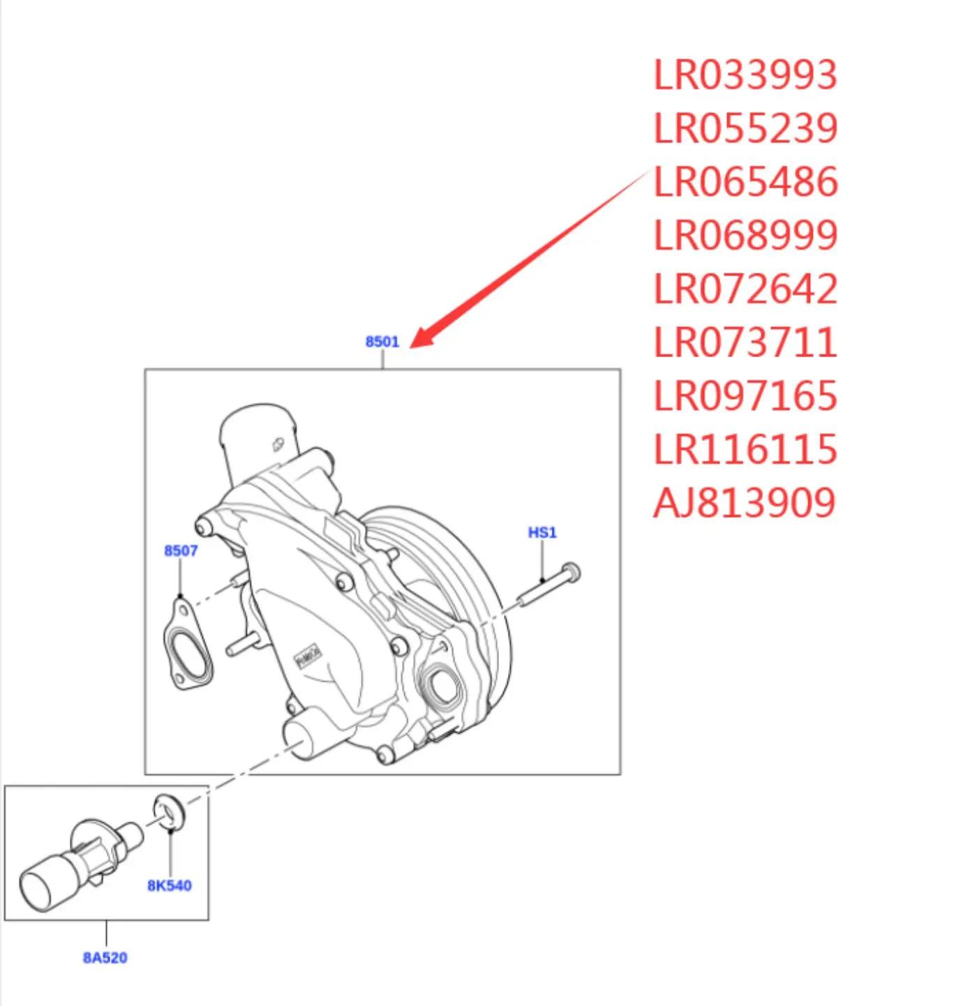 Pompe à eau pour moteur, 3,0 l, V6 5,0 l, V8, pour Discovery LR4 Range Rover Sport Jaguar XF XJ XE X