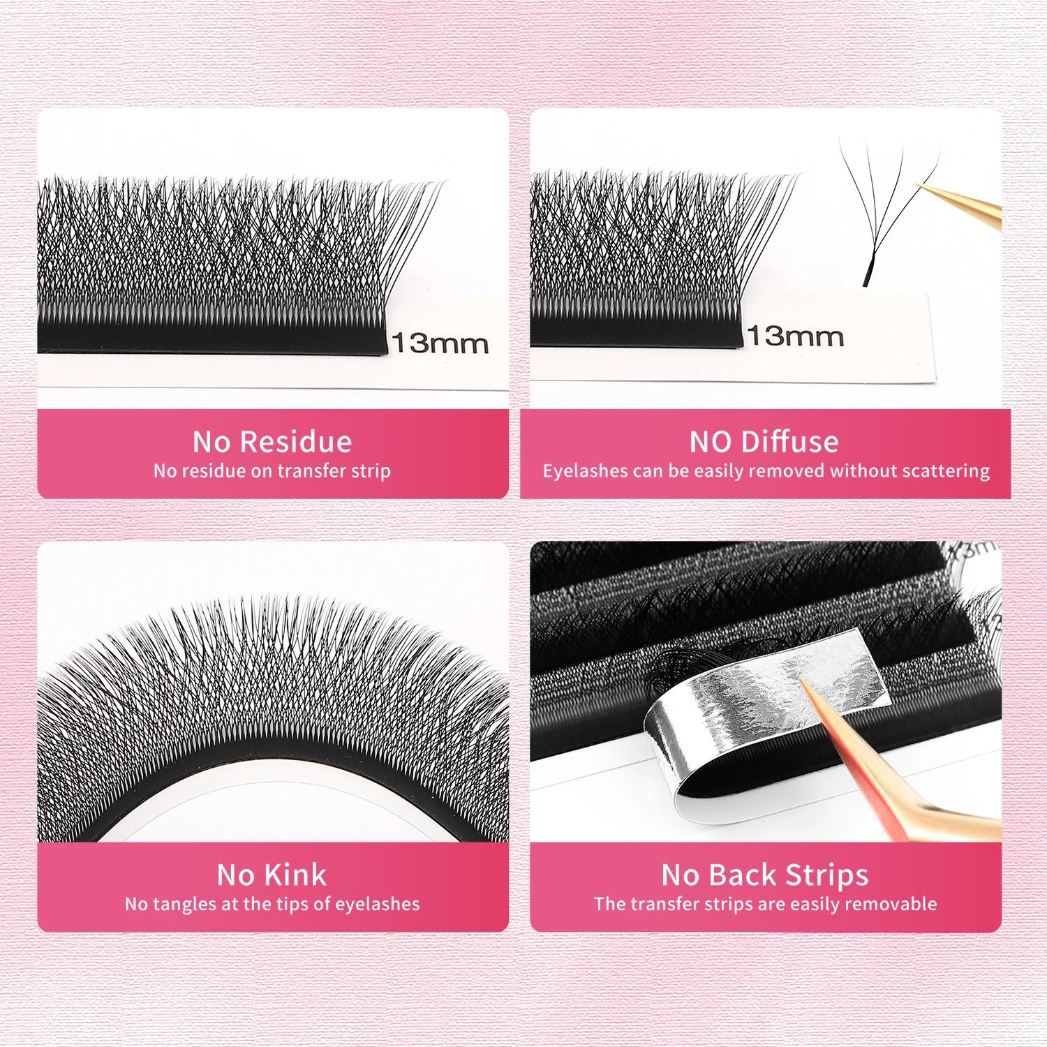 XIUSUZAKI 5 plateaux/lot 4DW forme Extension de cils préfabriqués Volume ventilateurs Extensions de 