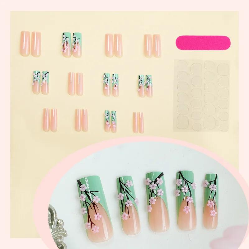 Fausses Fleurs de Ballerine Longue, 24 Pièces, Décor Vert Français, Couverture Complète, Fausse Épic