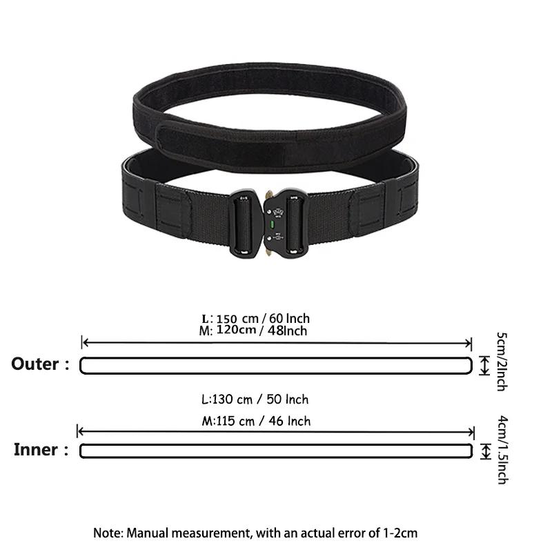 Ceinture tactique de 2 pouces, boucle métallique à dégagement rapide, ceintures MOLLE Airsoft pour h