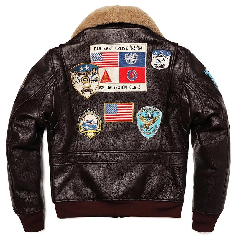 Vêtements militaires G1 veste de vol épaississement matelassé 100 % vestes en cuir de vachette homme