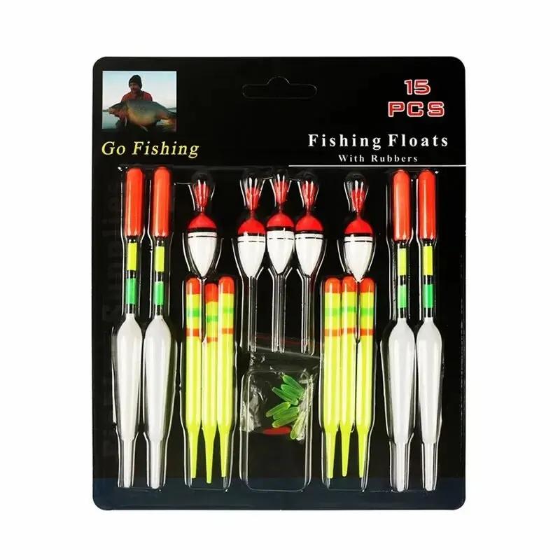Ensemble de flotteurs de pêche, bouée verticale professionnelle avec bâton lumineux, leurre multifon