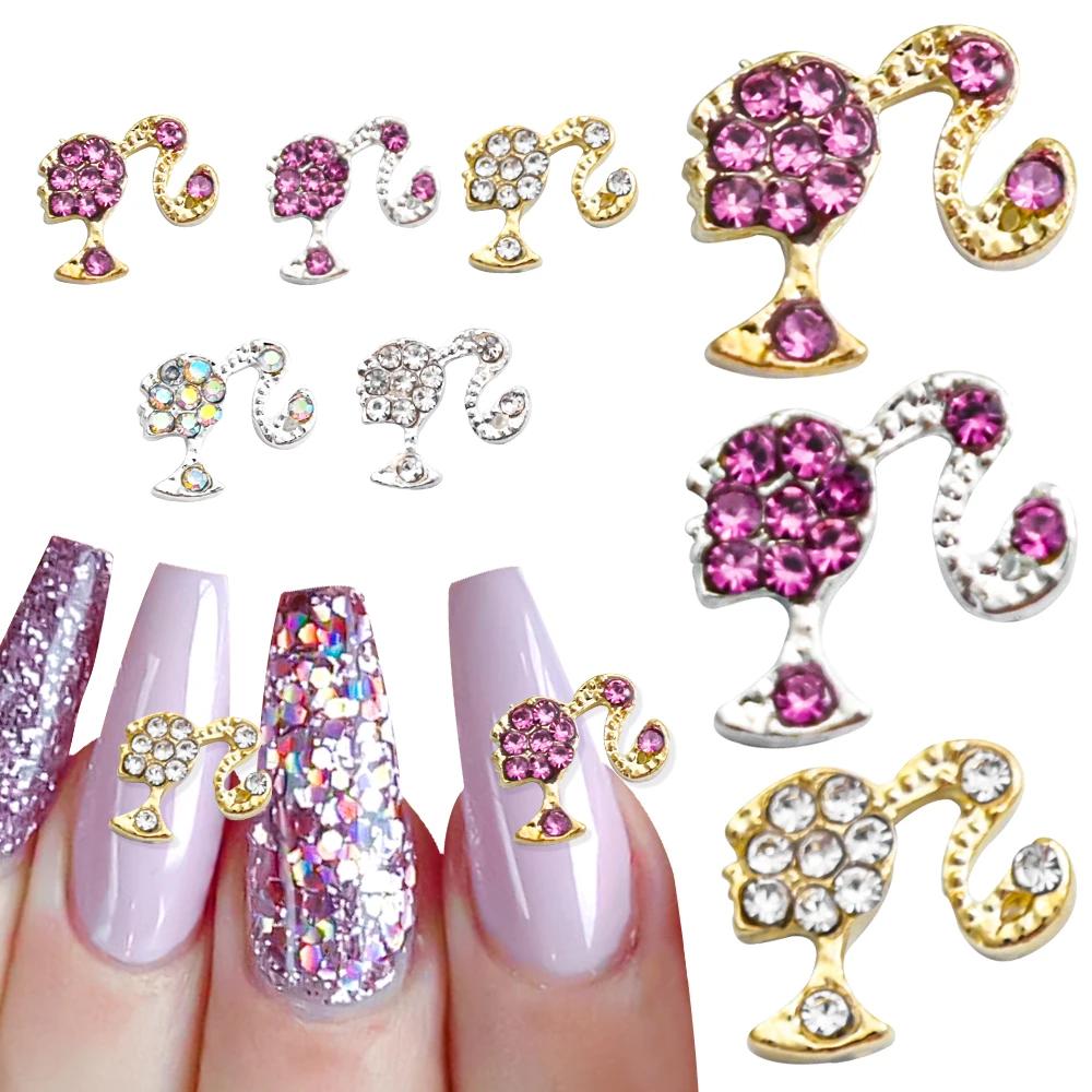 Strass pour ongles en cristal, tête de fille mignonne 3D, 9x10mm, queue de cheval haute, plein de di