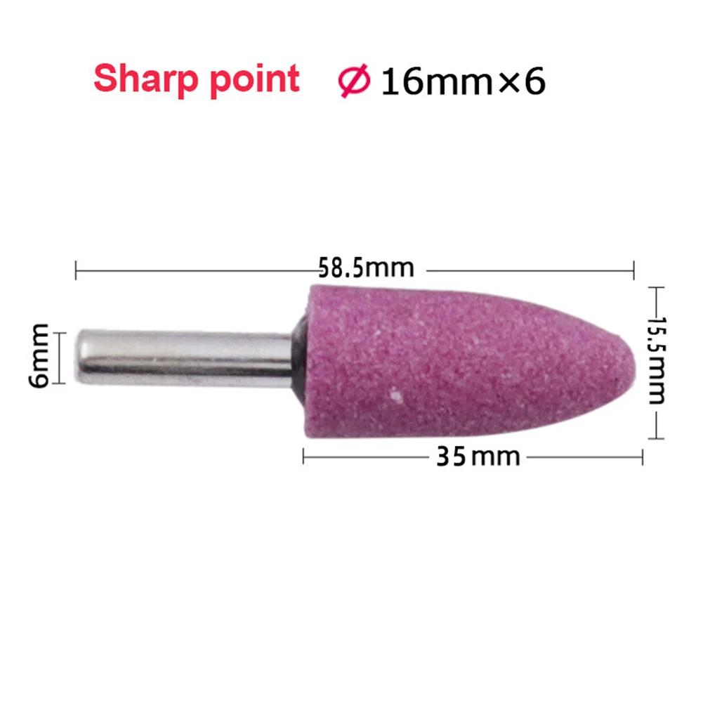 Tête de meulage conique en corindon rouge, tige de 6mm, pour le polissage et l'élimination de la rou
