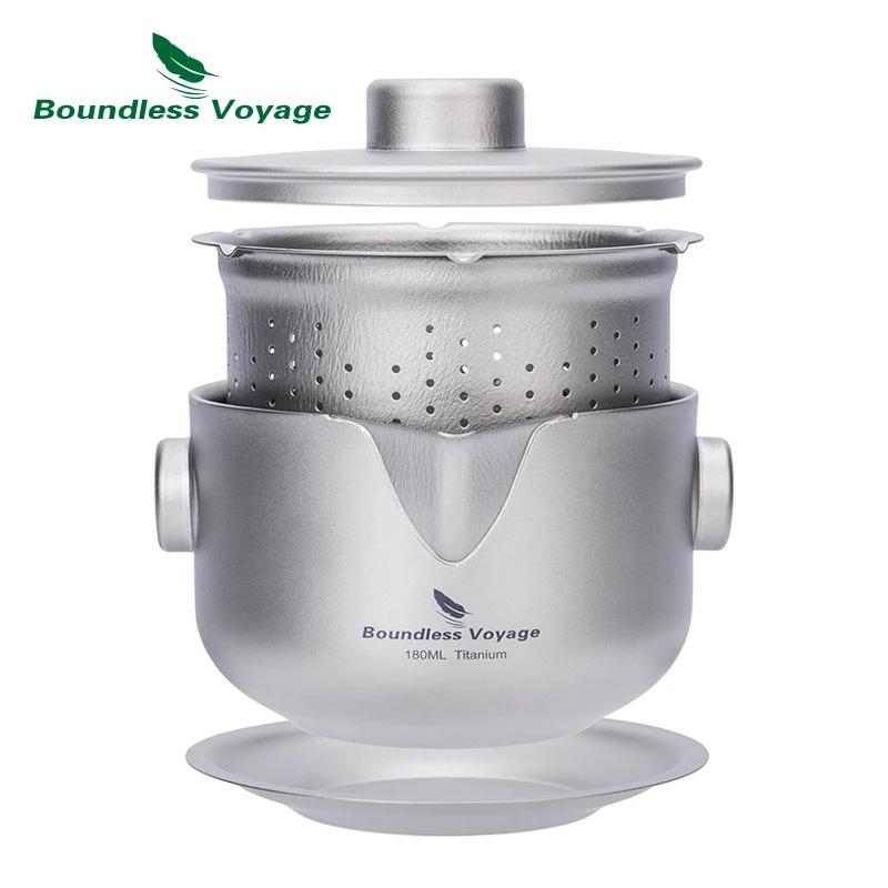 Boundless Voyage-Tasse à café à double paroi, théière en titane avec couvercle et filtre, théière ul
