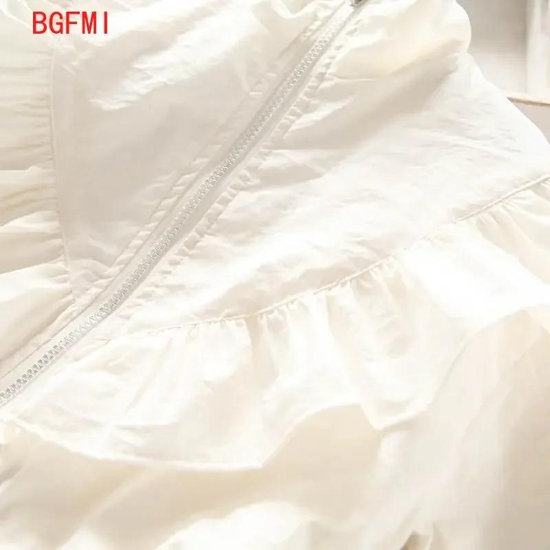Chemise à Col Montant à Volants pour Fille, Chemisier à Manches sulf, Couleur Unie, 2-10 Ans, Printe