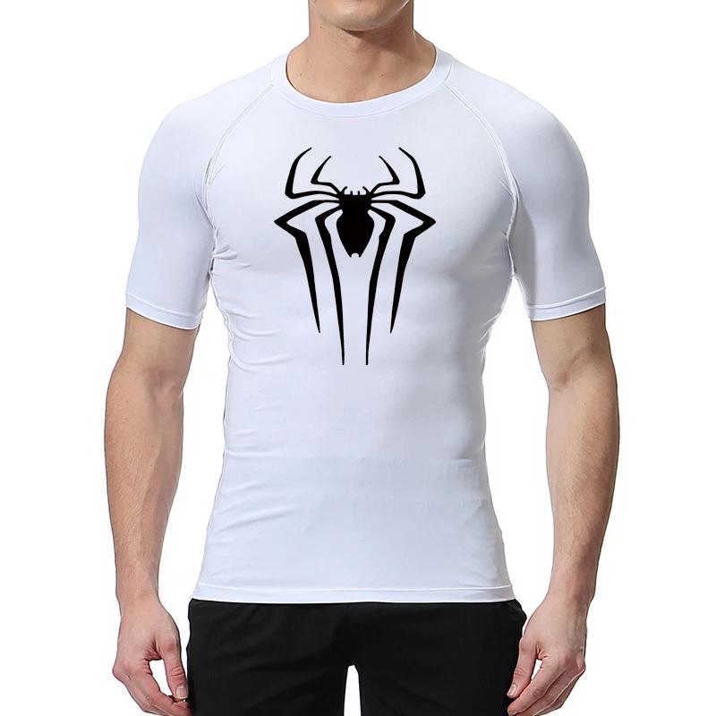 Chemises de Compression imprimées araignée pour hommes, t-shirt d'été à manches courtes, protection 